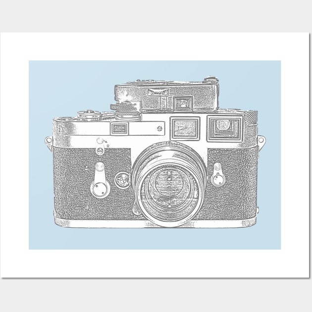 Retro Vintage Camera On Blue Background Wall Art by Squeeb Creative